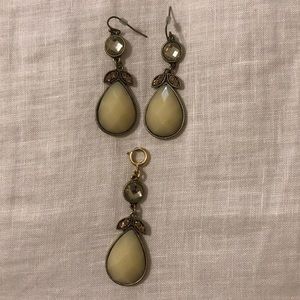 JBloom Gold & Cream Teardrop Earrings & Enhancer